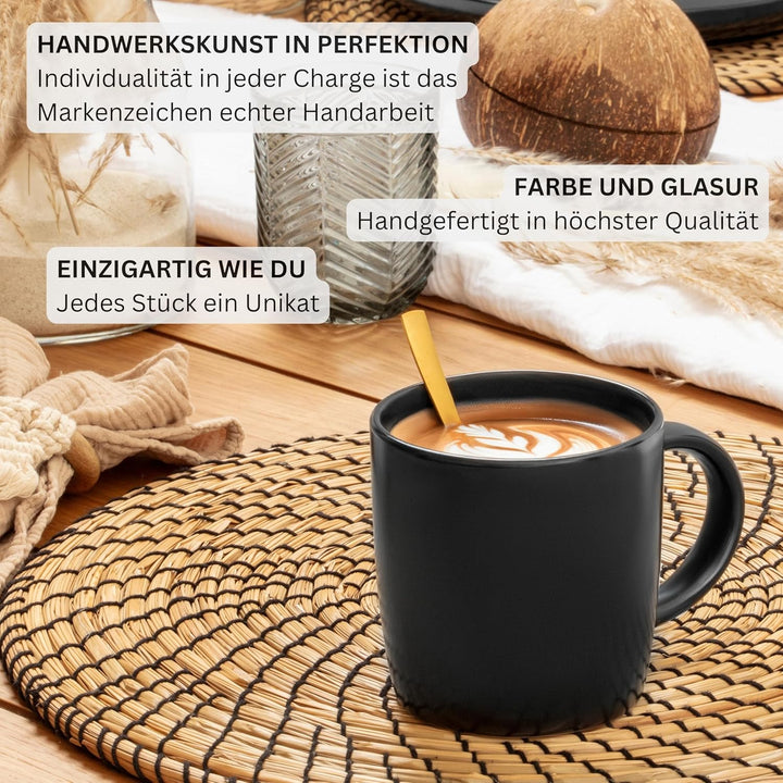 SÄNGER Madeira | Kaffeebecher 6 Personen, Steingut Kaffeetassen Set 6er, Tassen Set Teetasse Set spü