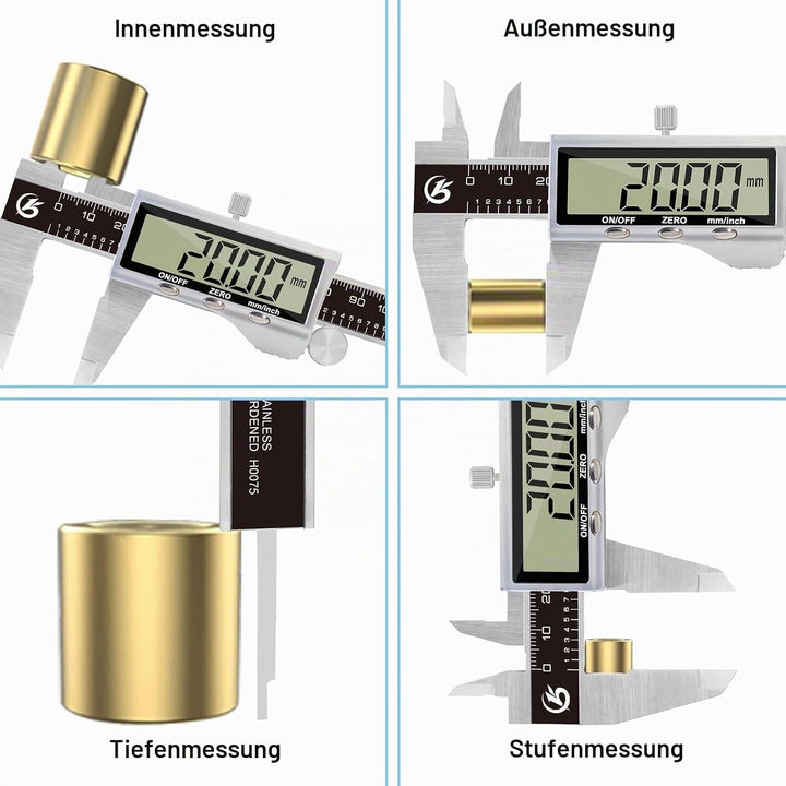 KETOTEK Messschieber Digitale, 150mm Schieblehre Digital Edelstahl mit Grossem LCD Display, Messlehr