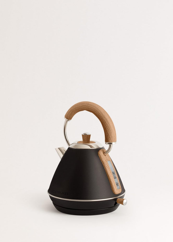 CREATE/KETTLE RETRO M/Elektrischer Wasserkocher Schwarz/Schnelles Aufkochen, Fassungsvermögen 1L, Ab
