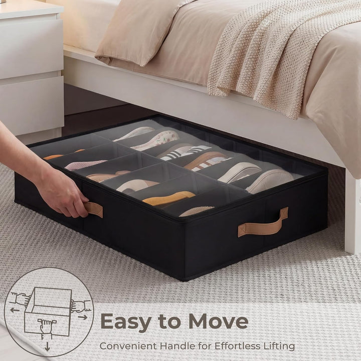 StorageWorks Unterbett-Schuh-Organizer, grosse Bettkasten Aufbewahrung mit Deckel, für bis zu 24 Paa