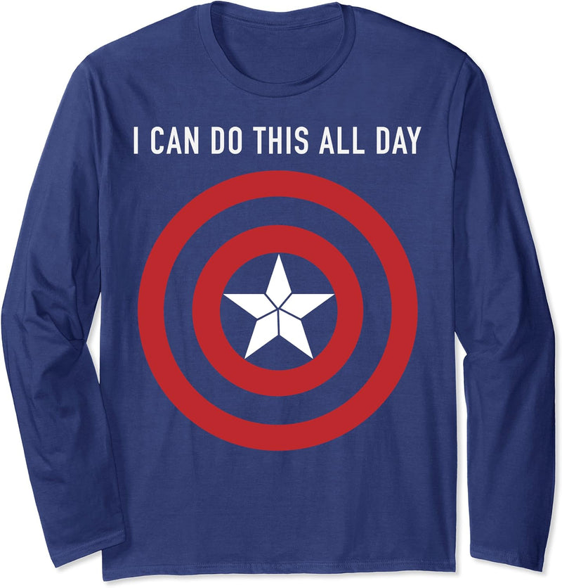 Marvel Captain America I Can Do This All Day Shield Langarmshirt
