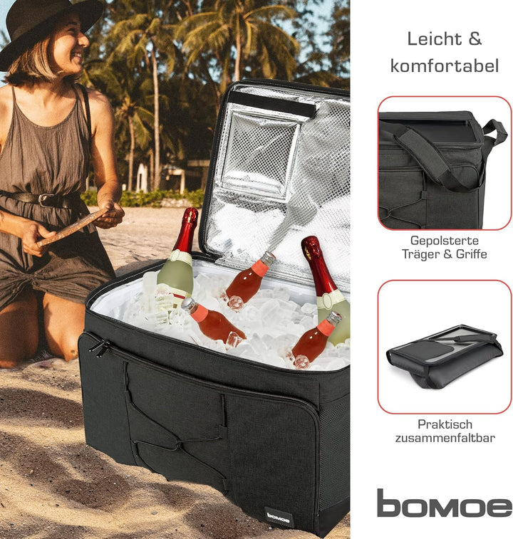 bomoe Kühltasche faltbar 25l/45l/52l - Outdoor Kühlbox 16h Kühlfunktion mit Trageriemen, wasserdicht