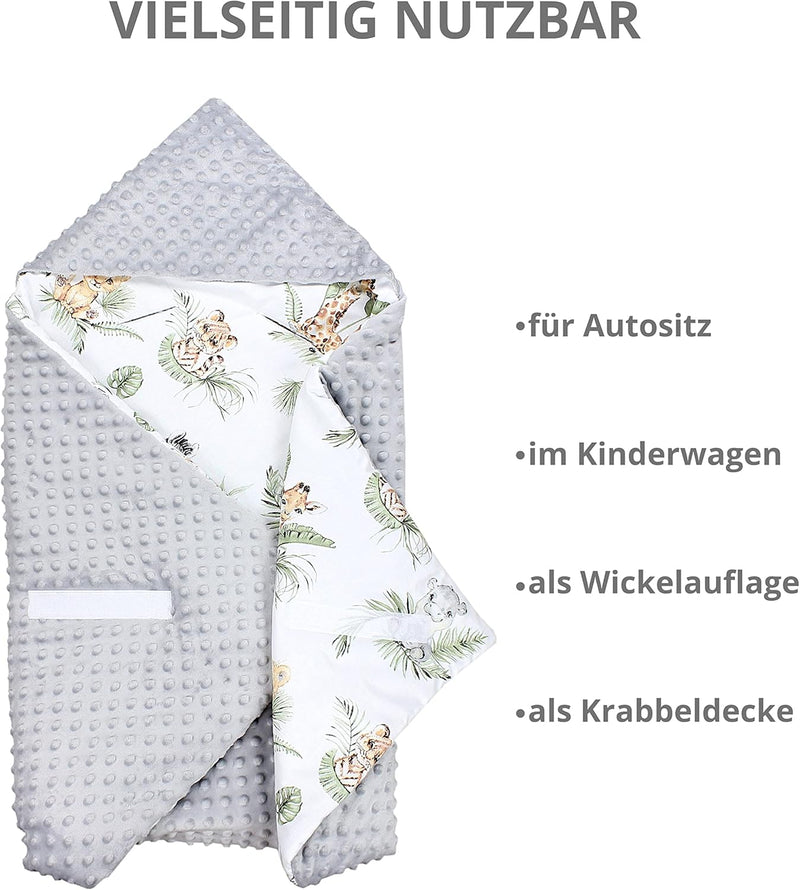 TupTam 2er Set Baby Decken Einschlagdecke 85x85 cm für Autositz Babyschale Babydecke Wiegendecke Min