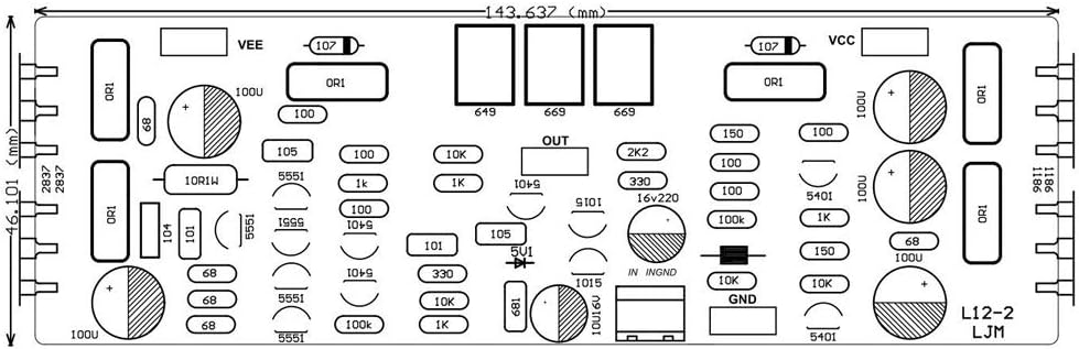 Mono Class AB L12-2 Leistungsverstärker Baugruppe 120W + -55V ohne Kühlkörper