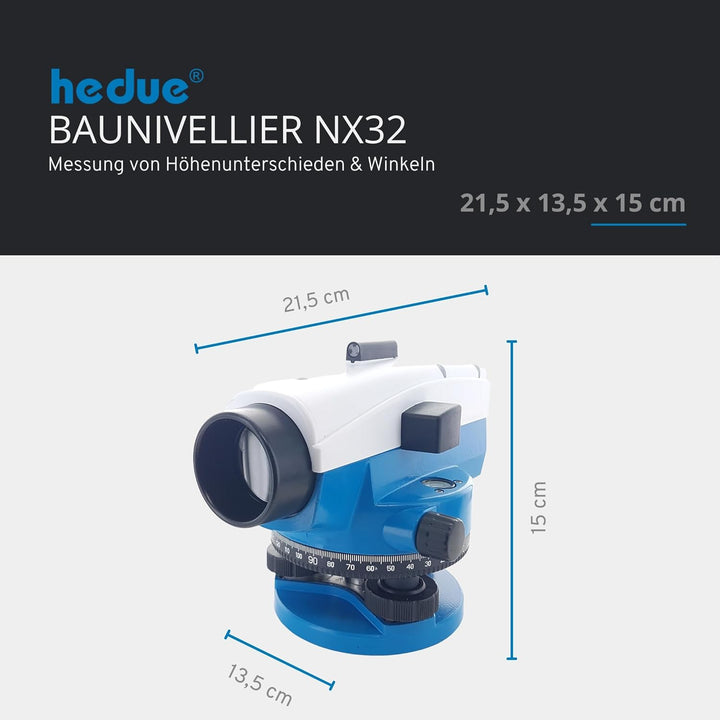 hedue® Optisches Nivelliergerät NX32 - Automatisches Baunivellier zur Messung von Höhenunterschieden