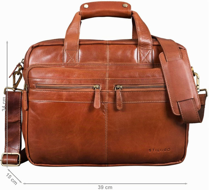 STILORD 'Explorer' Lehrertasche Leder Herren Damen Aktentasche Büro Schulter- oder Umhängetasche für