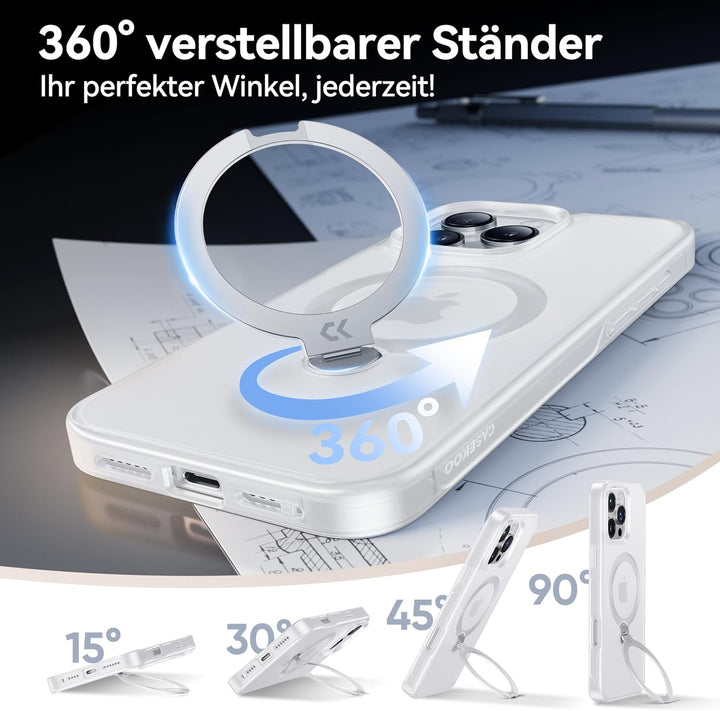 ASEKOO 360° MagicStand (Pro-Version) für iPhone 16 Pro Hülle für MagSafe [Unsichtbarer Ständer] [Mil