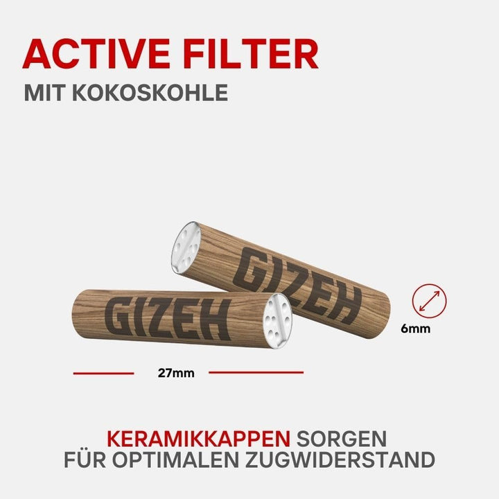 GIZEH BROWN Active Filter – Aktivkohlefilter slim 6 mm Durchmesser – Aktivkohlefilter slim mit Aktiv