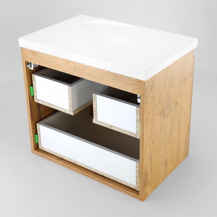 paplinskimoebel GIRONA Waschbeckenunterschrank hängend 60 cm breit, Universal Badschrank mit 2 Schub