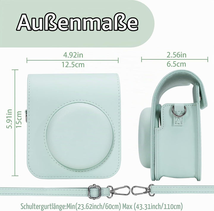 Aenllosi PU Leder Tasche Schutzhülle für Fujifilm Instax Mini 12/Mini 11 Sofortbildkamera Reisetasch