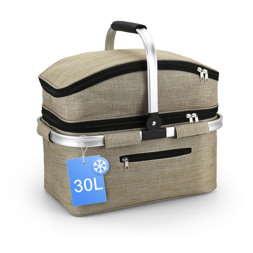 Nagoyuki 30L Einkaufskorb, Kühltasche, Faltbarer Kühlkorb, Doppellagige Einkaufstasche, Praktischer