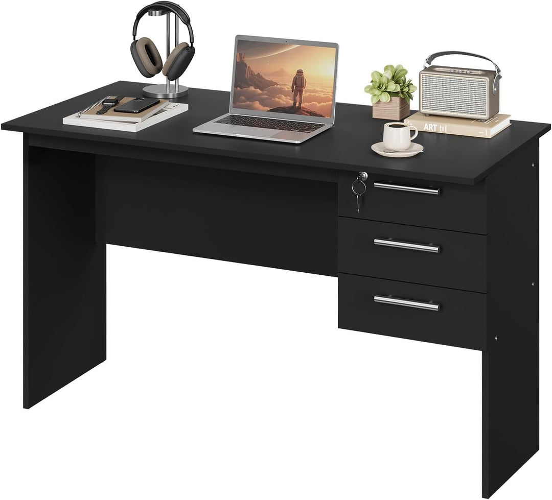 WOLTU® Schreibtisch TS59sz Computertisch Bürotisch Arbeitstisch PC Laptop Tisch, mit 3 Schubladen un