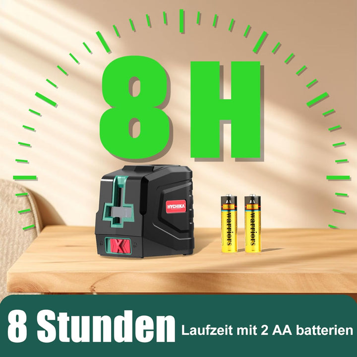 HYCHIKA Kreuzlinienlaser Grün, Horizontaler und Vertikaler Laser-Wasserwaage, Linienlaser inkl. Trag