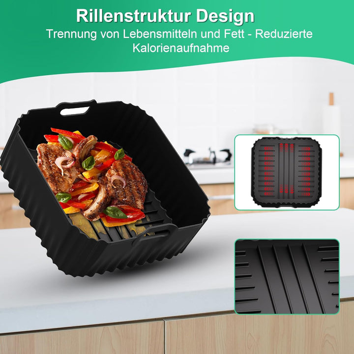 2 Stück Silikonform HeissLuftfritteuse für COSORI Turbo Tower Pro Heissluftfritteuse 10,8L Double St