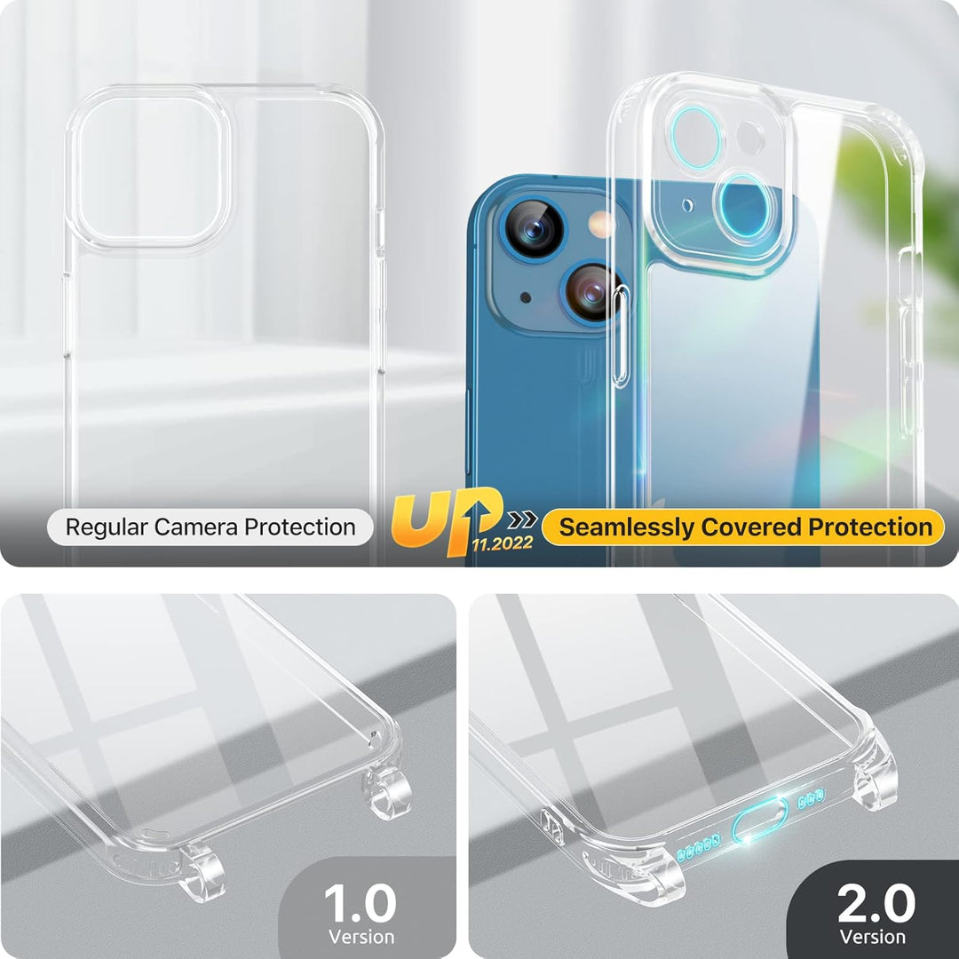 GOODVISH 3 in 1 Handykette für iPhone 13 6,1 Zoll - mit 2 Stück Schutzfolie - Necklace Hülle mit Ban