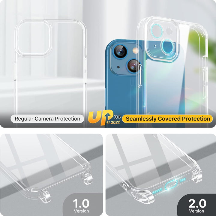 GOODVISH 3 in 1 Handykette für iPhone 13 6,1 Zoll - mit 2 Stück Schutzfolie - Necklace Hülle mit Ban