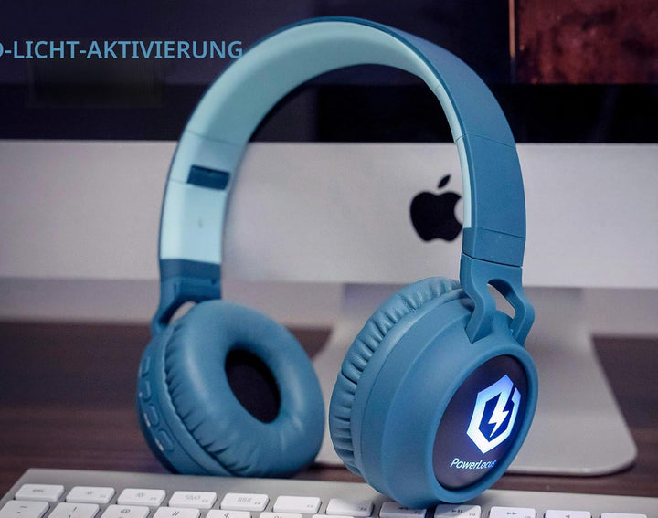 PowerLocus Kinderkopfhörer Bluetooth, Kinder Kopfhörer Over-Ear mit 85db Lautstärkebegrenzung LED-li