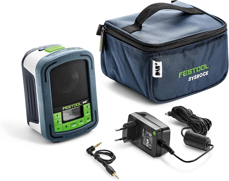 Festool Digitalradio BR 10 DAB+ SYSROCK (mit Netzadapter 230 V, AUX-IN Kabel, Tasche)