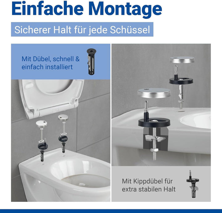 WENKO Toilettendeckel mit Absenkautomatik, oval, belastbar bis 175 kg, Klodeckel aus antibakterielle