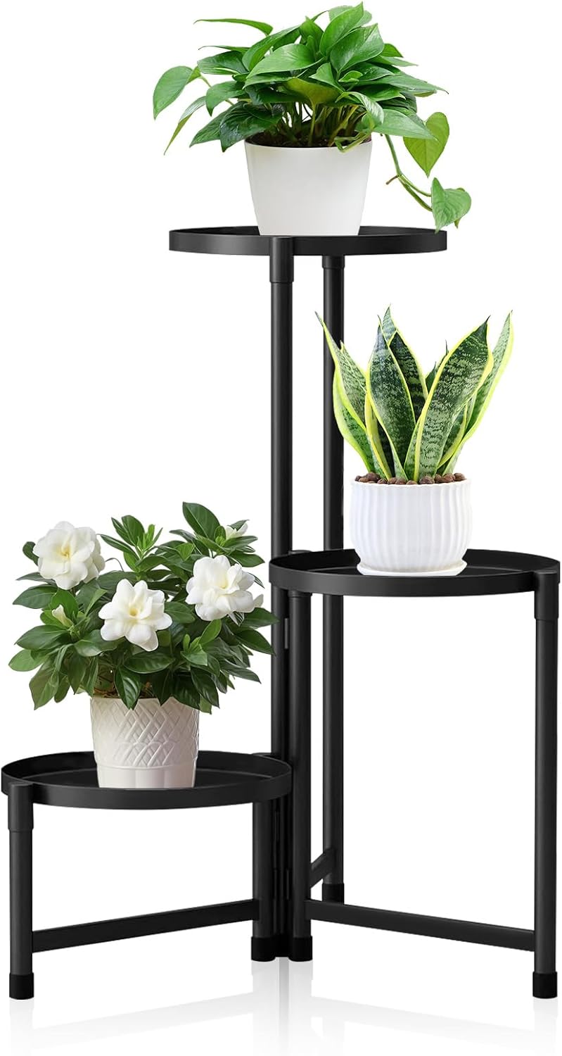 lalago 3 Etagen Blumenständer, Pflanzenregal Blumenregal Indoor Outdoor, Metall Pflanzenständer, Blu