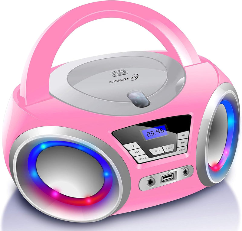 CD-Player mit LED-Beleuchtung | Kopfhöreranschluss | Tragbares Stereo Radio | Kinder Radio | Stereoa