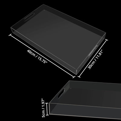 Kurtzy Tablett Serviertablett aus Klarem Acryl-Kunststoff mit Griffen - L40 x B30 cm Grosses Rechtec