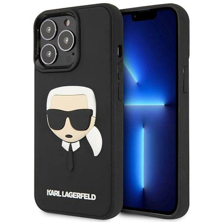 KARL LAGERFELD KLHCP14LKH3DBK hülle für iPhone 14 Pro 6,1" schwarz/Black hardcase 3D Rubber Karl`s H
