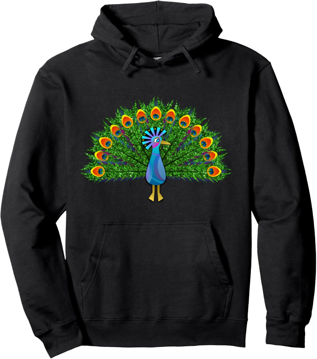 Pfau ehrfürchtig Vogelfeder Geschenk grün Geburtstag Pullover Hoodie