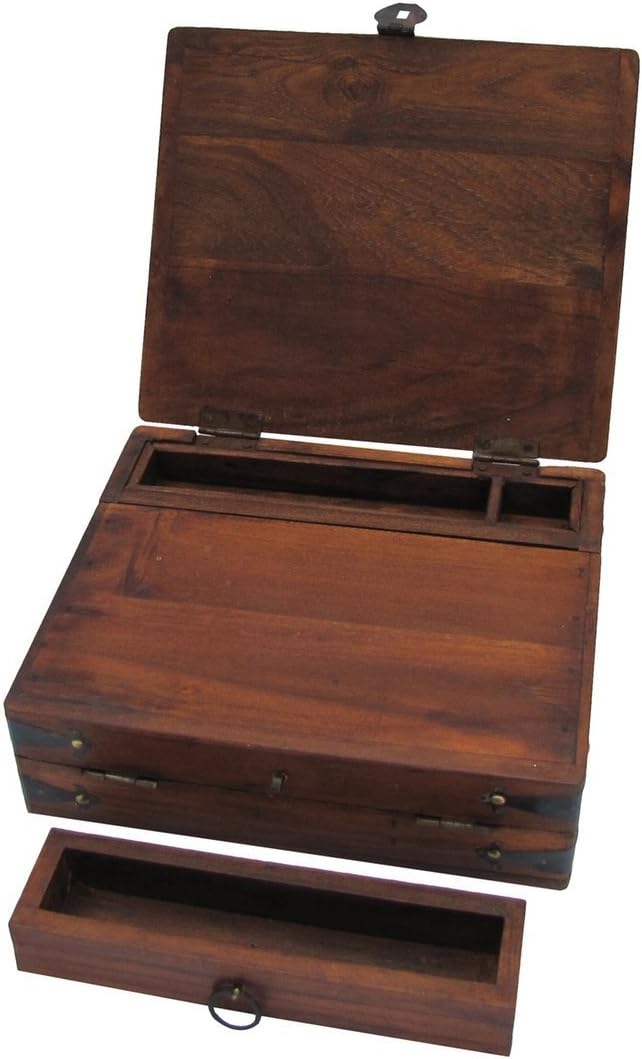 TG,LLC Treasure Gurus Holz-Schreibtisch, Antik, Tragbar, 26.8 cm x 22.9 cm x 8.9 cm