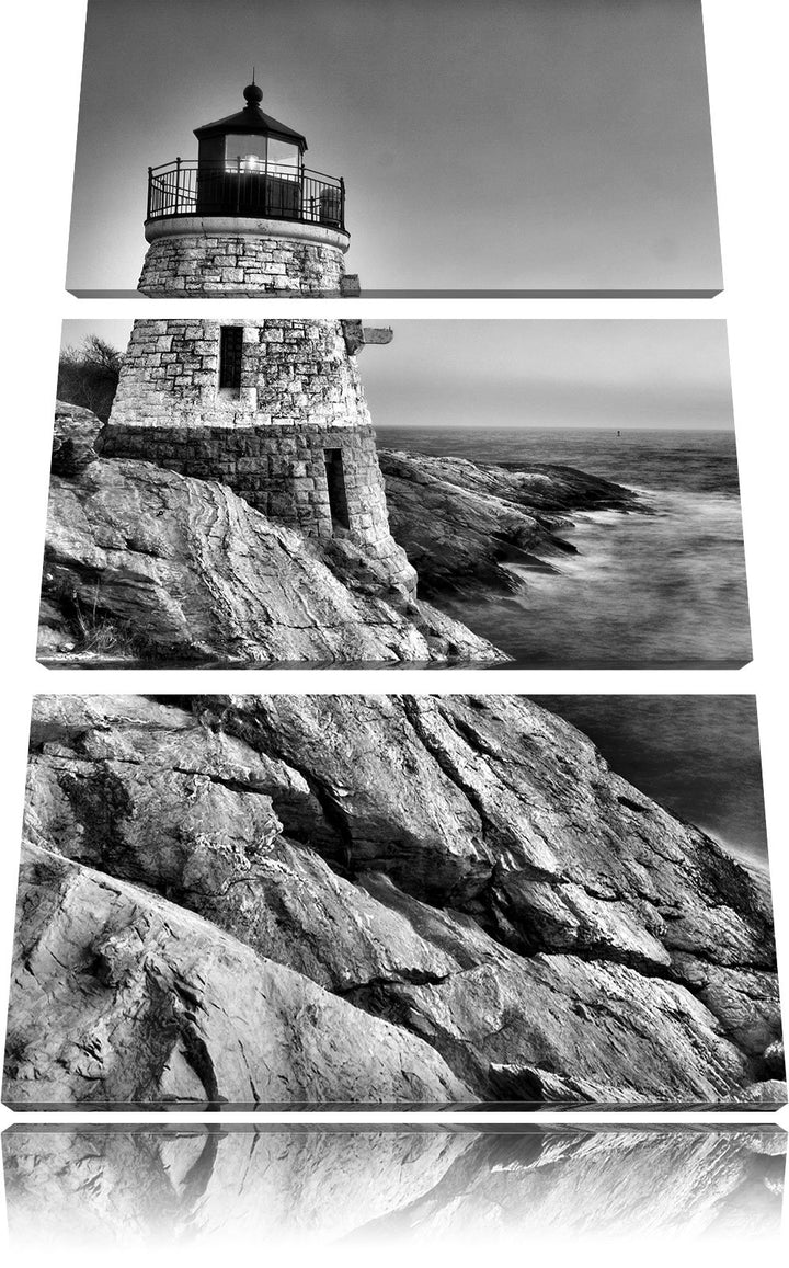 Pixxprint Kleiner Dicker Leuchtturm als Leinwandbild/Grösse: 3 Teilig (120x80) cm/Wandbild/Kunstdruc