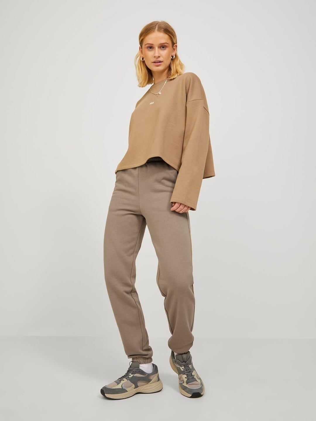 JJXX Damen Jxabbie Hw Rel Every Brush Pants Noos Hose XL Brindle/Print:white Jjxx Logo, XL Brindle/P