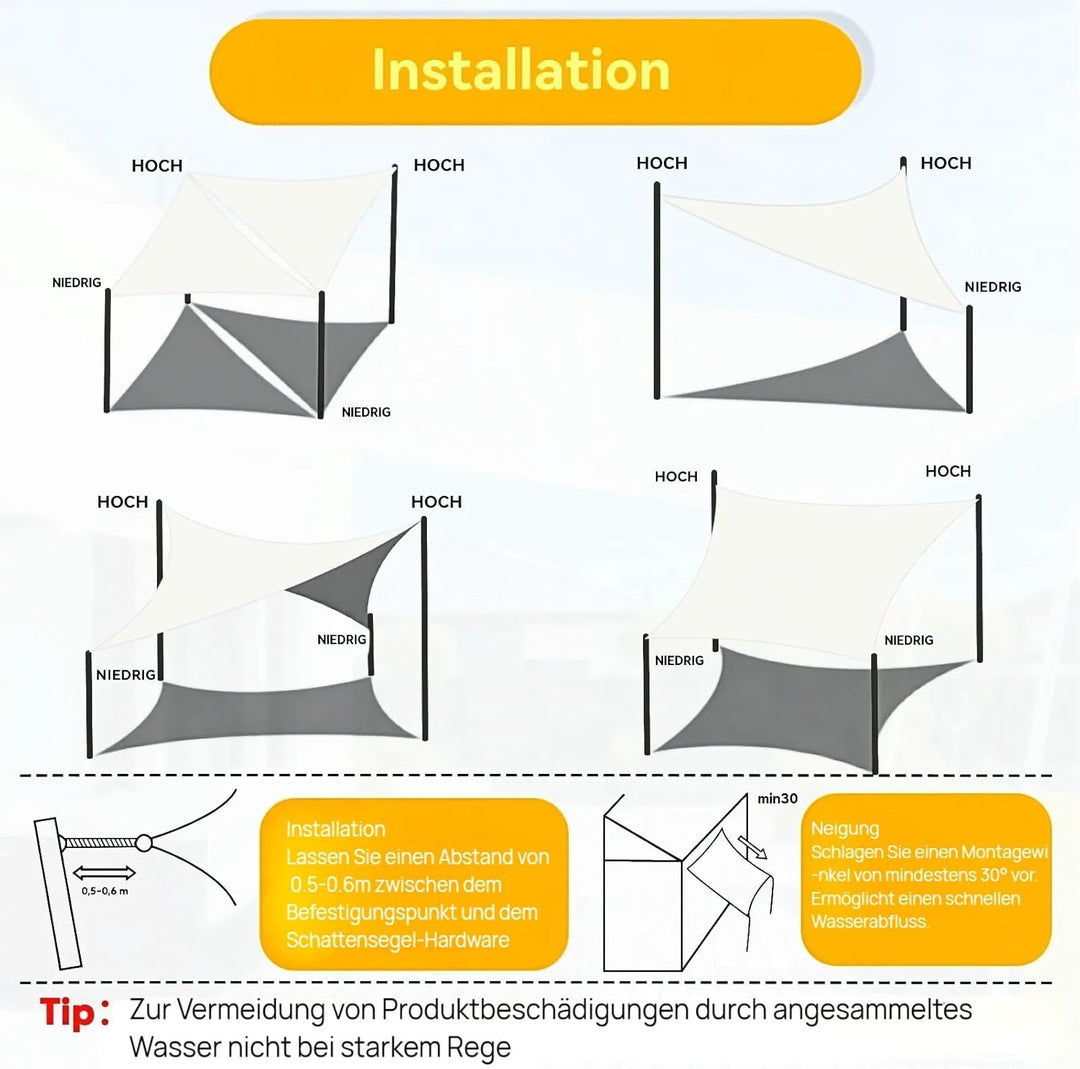 Shade&Beyond Sonnensegel Wasserdicht Rechteckig 2 x 3 m Wetterschutz Sonnenschutz Sunsegel PES-Polye
