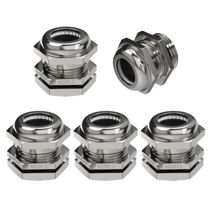 Lumonic 5er Set Kabelverschraubung Metall M20 | Klemmbereich 6-12mm | IP68 | mit Gegenmutter | Messi