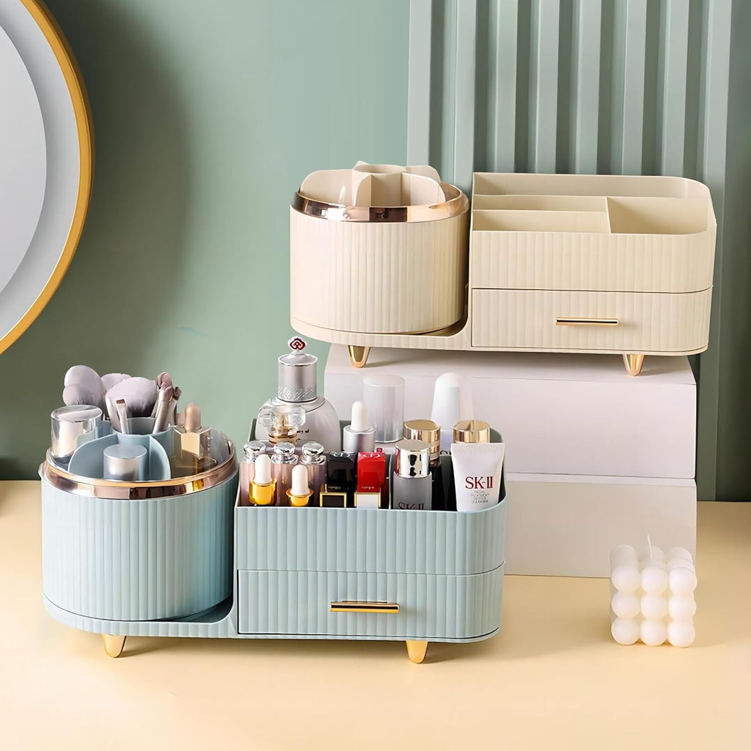 DASITON Make up Organizer 360° Drehbar, Make Up Pinselhalter Kosmetik Aufbewahrung mit Schubladen, G