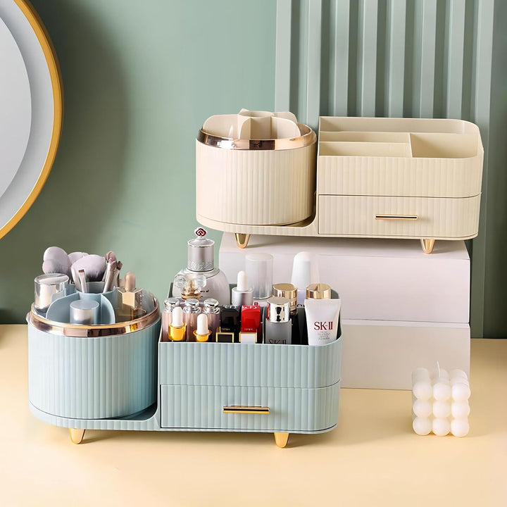 DASITON Make up Organizer 360° Drehbar, Make Up Pinselhalter Kosmetik Aufbewahrung mit Schubladen, G