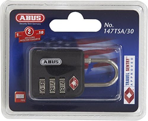 ABUS Vorhangschloss 147/30, TSA-Zertifiziert, Schwarz, 53093 (Packung mit 2) 1 Stück (Packung mit 2)