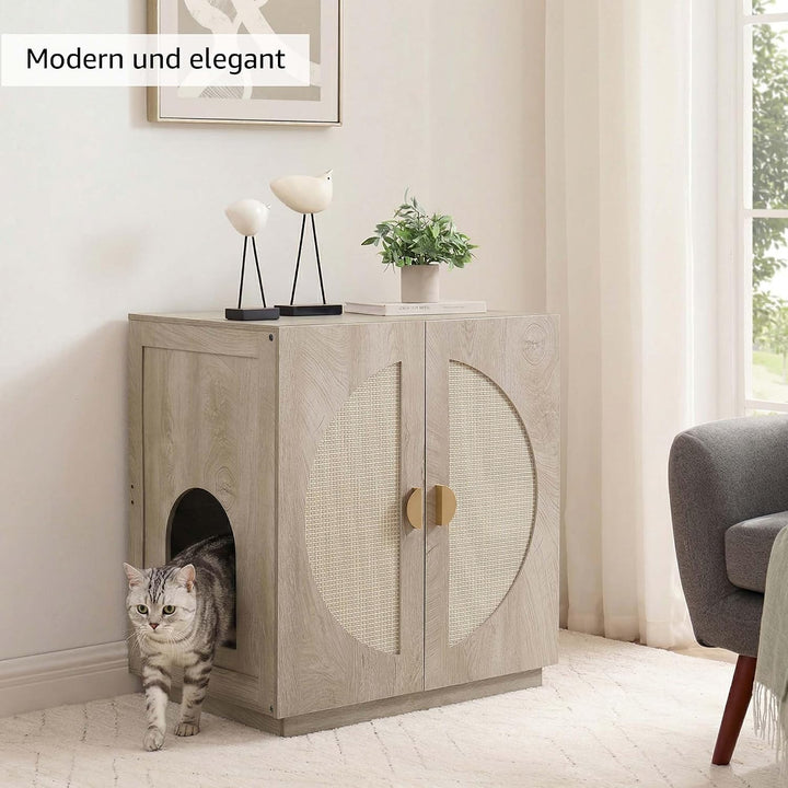 unipaws Hohes Katzenklo Möbel mit Regalen, Verstecktes Katzenklo Gehäuse für hohe oder Top Entry Kat