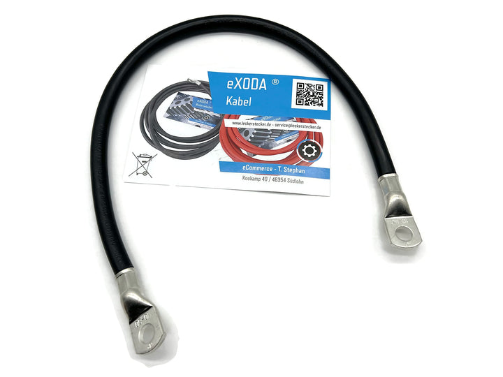 Exoda Hochleistungsbatteriekabel 50 mm² 50cm M10 Schwarz flexibles Kabel für Auto Boot Motorrad bis