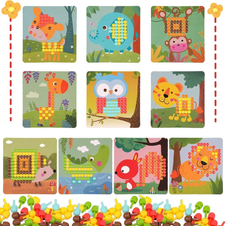Gohytal Mosaik Steckspiel für Kinder, Spielzeug ab 2 3 4 5 7 8 Jahre Holz Montessori Steckspiel Gesc