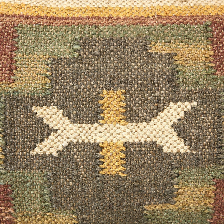 Kissen im Kelim-Stil 2er Set, orientalisches Ethno-Muster, Jutewolle, 45 x 45 cm, PULICAT