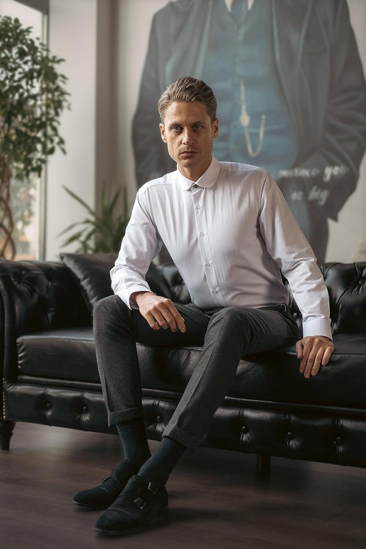 Jack Martin London Hemd mit Rundkragen für Herren | Slim-Fit-Businesshemden & Freizeithemden mit Run