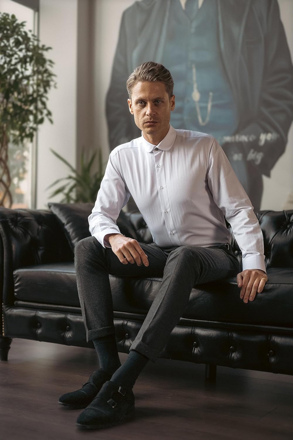 Jack Martin London Hemd mit Rundkragen für Herren | Slim-Fit-Businesshemden & Freizeithemden mit Run