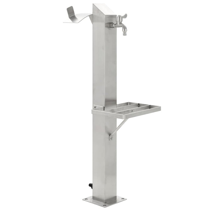 Edelstahl Wassersäule Quadratisch 95 cm | Mit Wasserhahn, Freistehend, Inklusive Teflonrollen, Monta