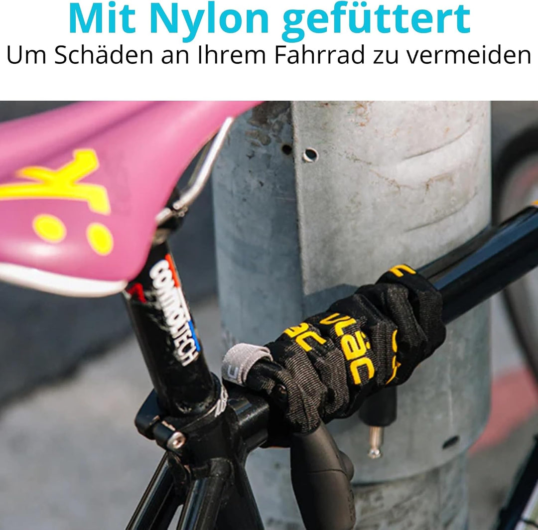 Vorhängeschloss Python Supreme | Kette 4 mm Diebstahlsicherung 120 cm | gehärteter Stahl und Nylon |
