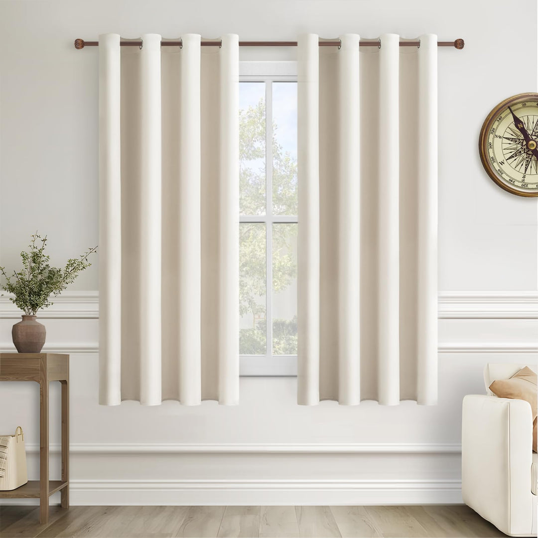 MRTREES Gardinen Wohnzimmer mit Ösen Hellbeige 2er Set Blackout Curtains Living Room, Vorhang Blickd
