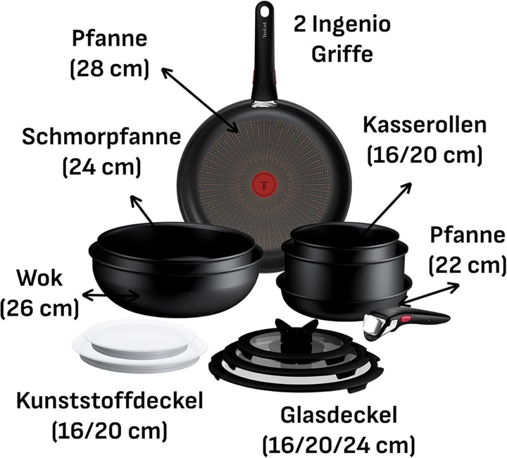 Tefal Ingenio Explore On 13-tlg. Kochgeschirr-Set, Fusion Core Antihaftversiegelung, stapelbar, plat