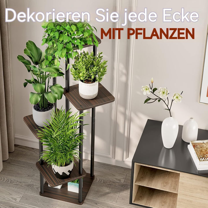 Blumenständer 5-stufiges Pflanzenregal aus Metall für mehrere Pflanzen, hohe Eckblumenhalter für Ter