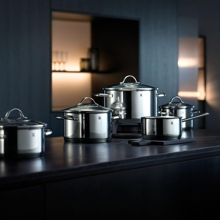 WMF Provence Plus Topfset Induktion 4-teilig, Kochtopf Set mit Glasdeckel, Cromargan Edelstahl polie