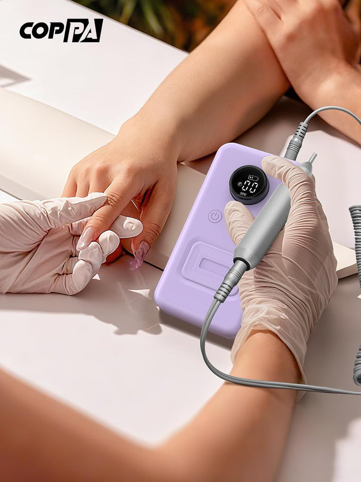 COPPA Nagelfräser, NDK106 Professionell Elektrische Nagelfräser Set mit 12 Bits 31 Schleifbändern, 4