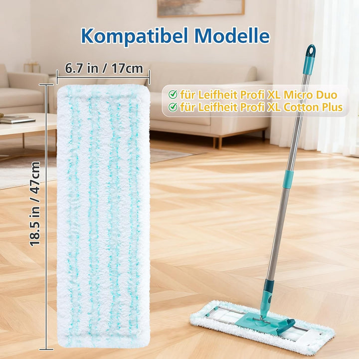 4pcs Ersatz-Wischbezüge für Leifheit Profi XL Micro Duo/Profi XL Cotton Plus , Ersatzbezug für Leifh